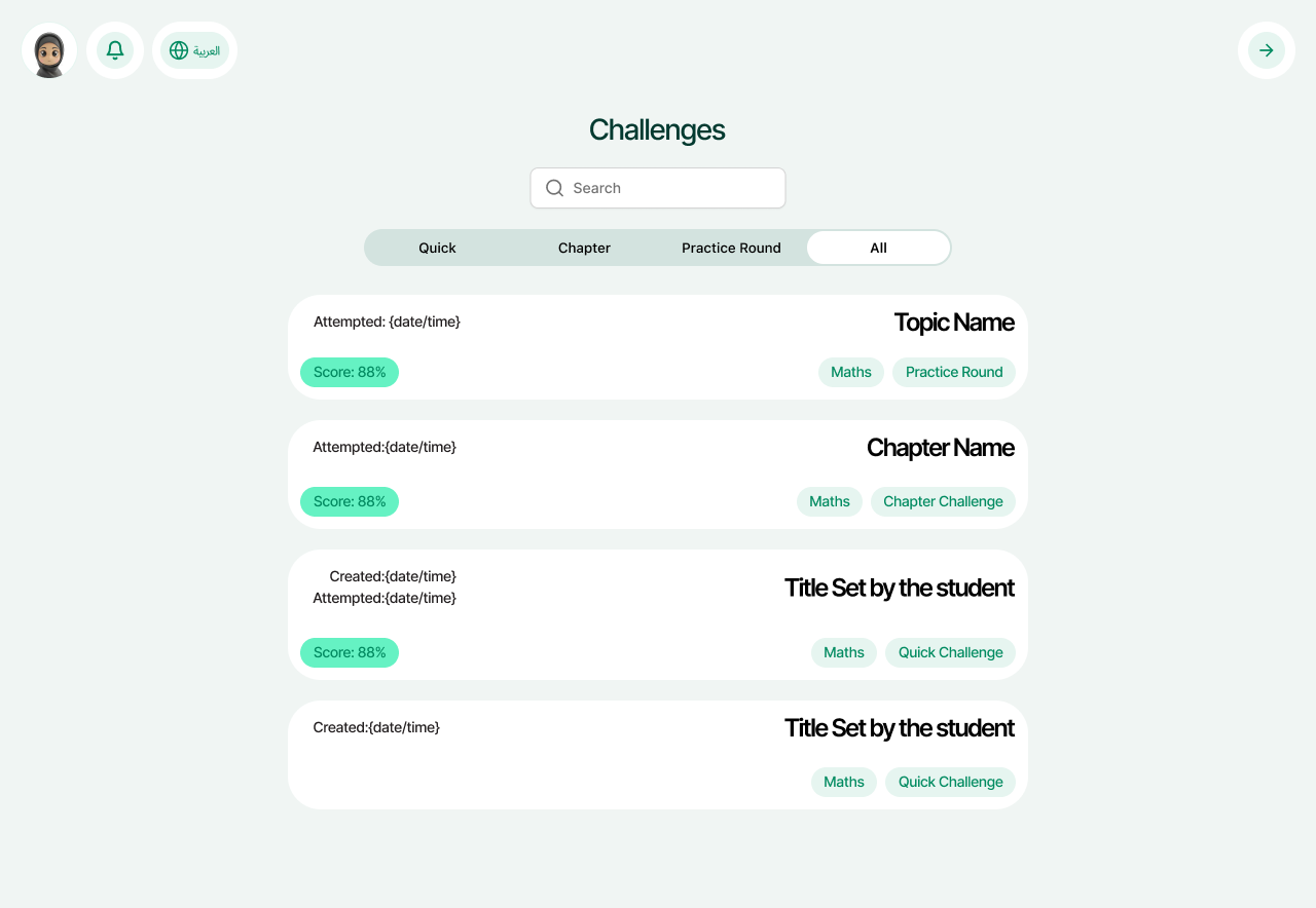Mualim exploration — early challenges list layout