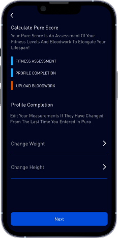 Pura+ Score flow, redesigned, screen 3 of 5