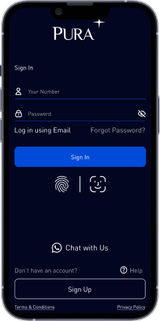 Pura+ sign-up & sign-in flow, redesigned, screen 2 of 6