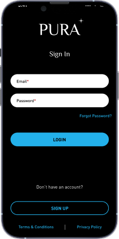 Pura sign-up & sign-in flow, old design, screen 2 of 6